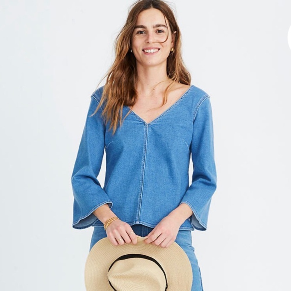 Madewell x ISKO™ Slit-Sleeve Denim Top